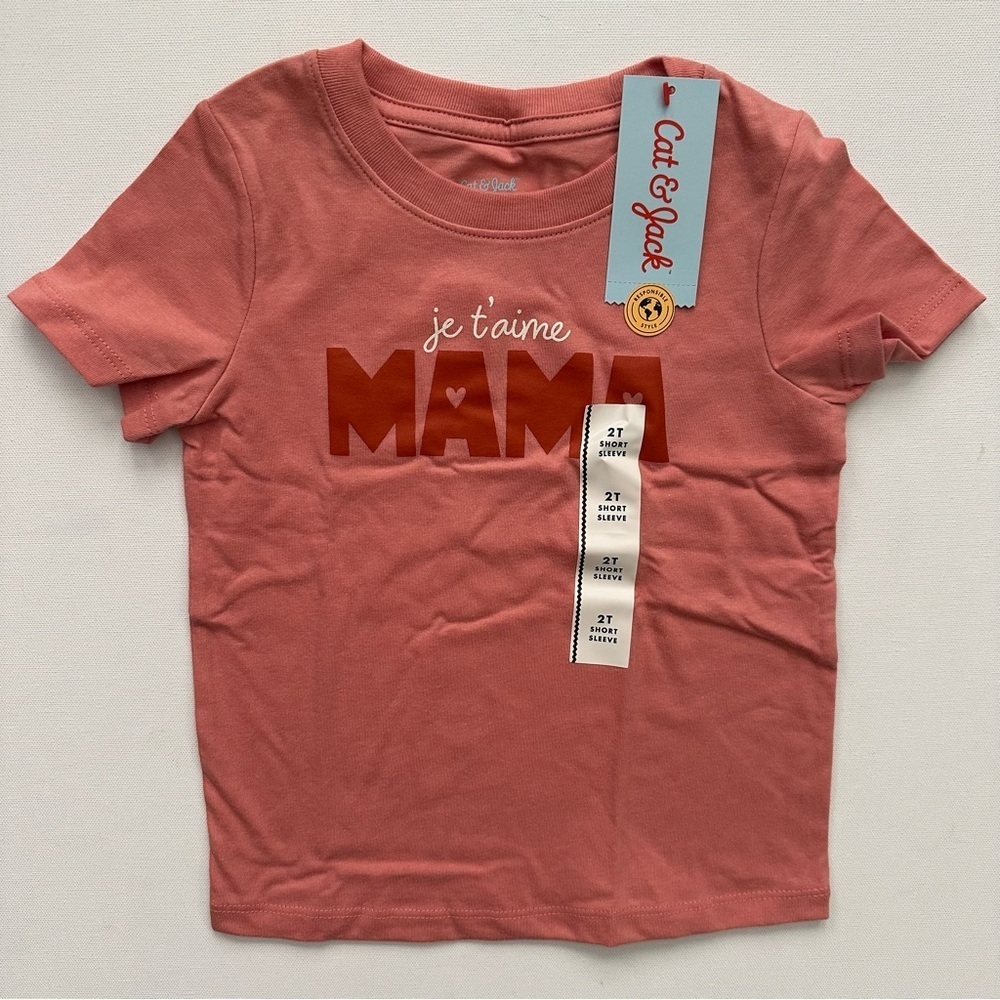 Cat & Jack Pink 'Je t'aime Mama' Short Sleeve Tee